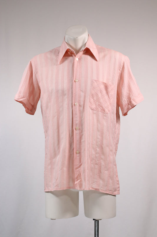70s pink embroidered see-through shirt