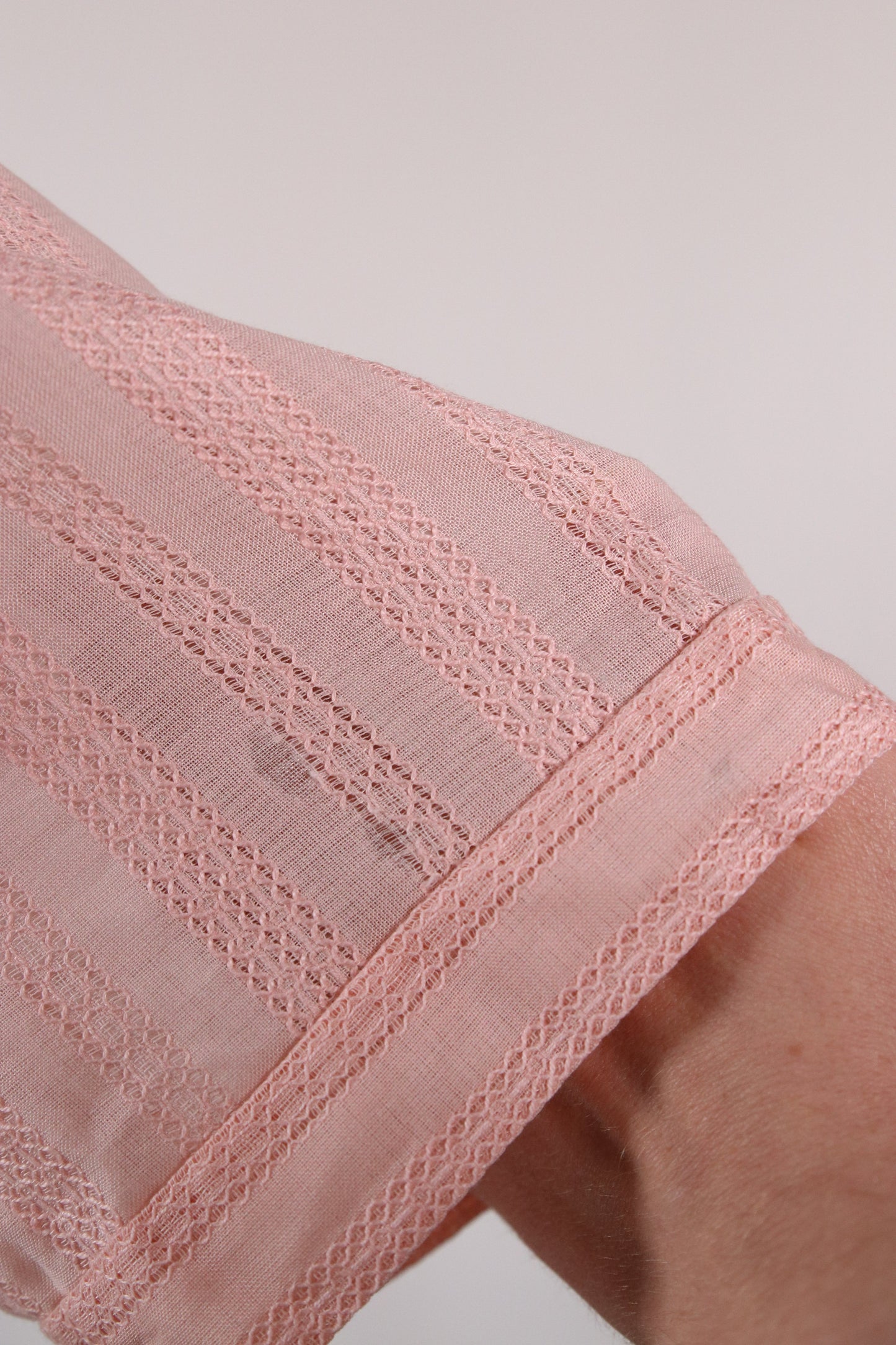 70s pink embroidered see-through shirt
