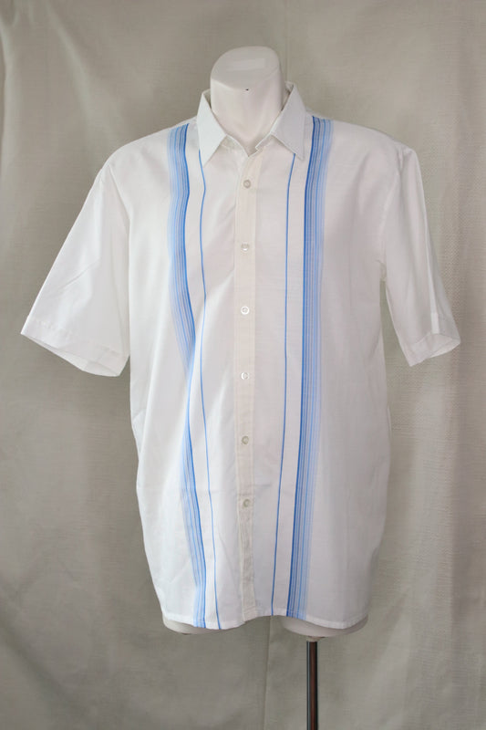 80s blue striped white shirt