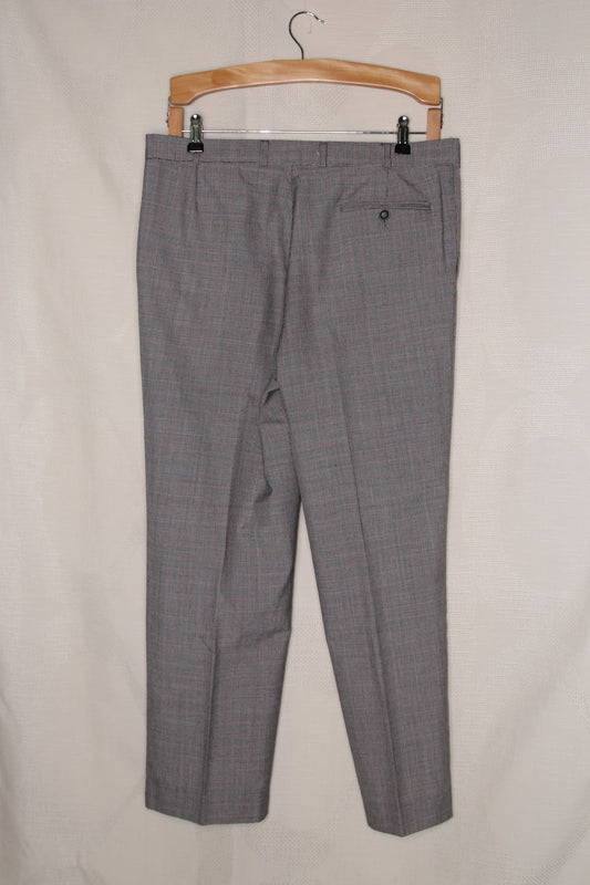 Grey plaid pattern trousers