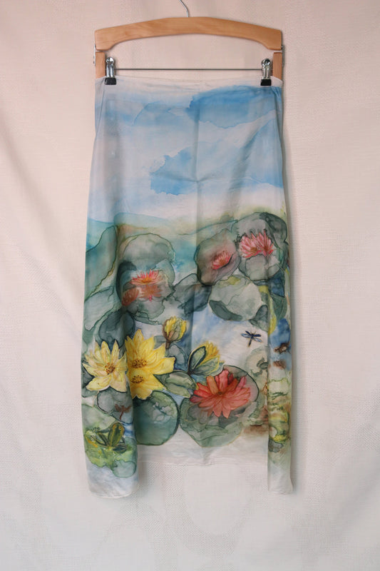 Silk floral patterned scarf