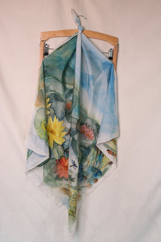 Silk floral patterned scarf