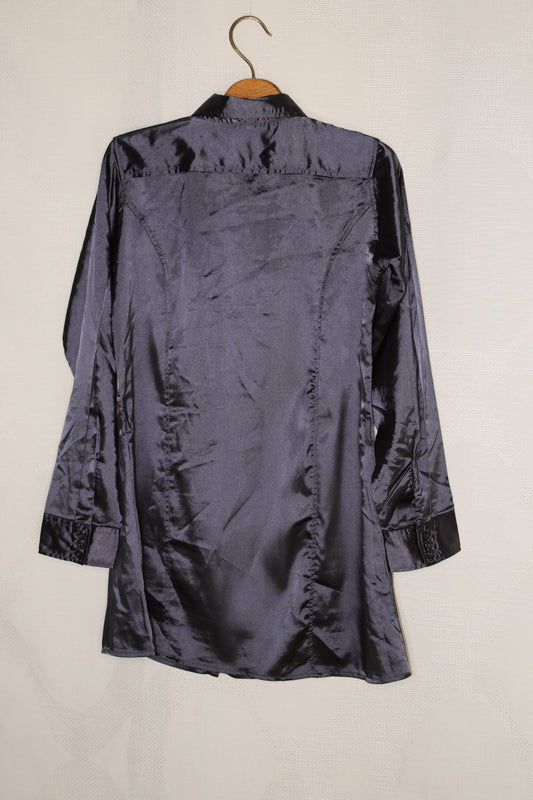 90s Sleek black satin minidress