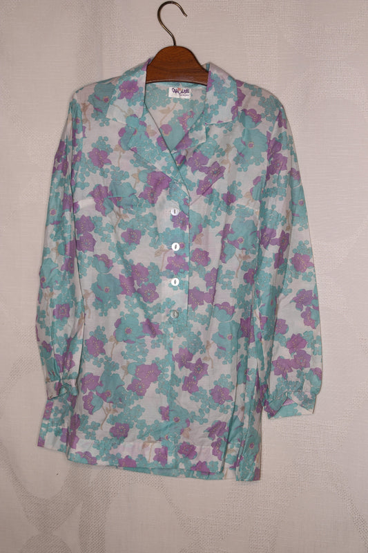 70s Semi-transparent floral minidress