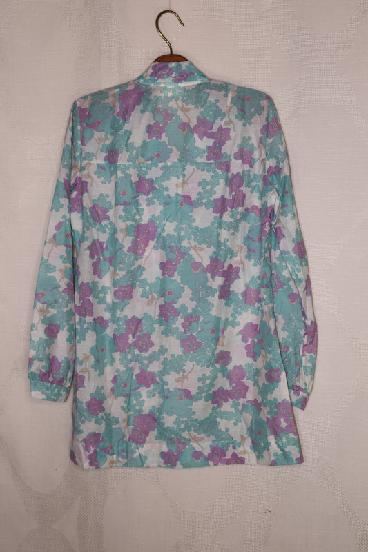70s Semi-transparent floral minidress
