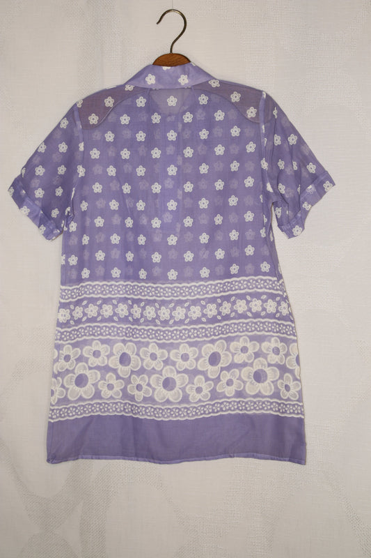 70s Semi-transparent floral minidress