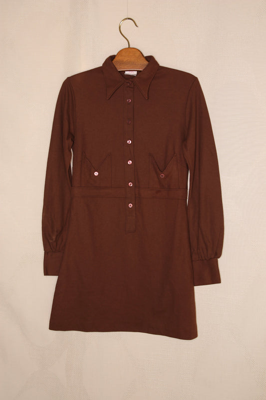 70s Chocolate brown minidress