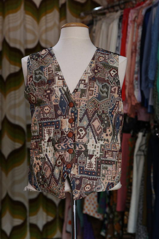 80s Tapestry embroidered vest