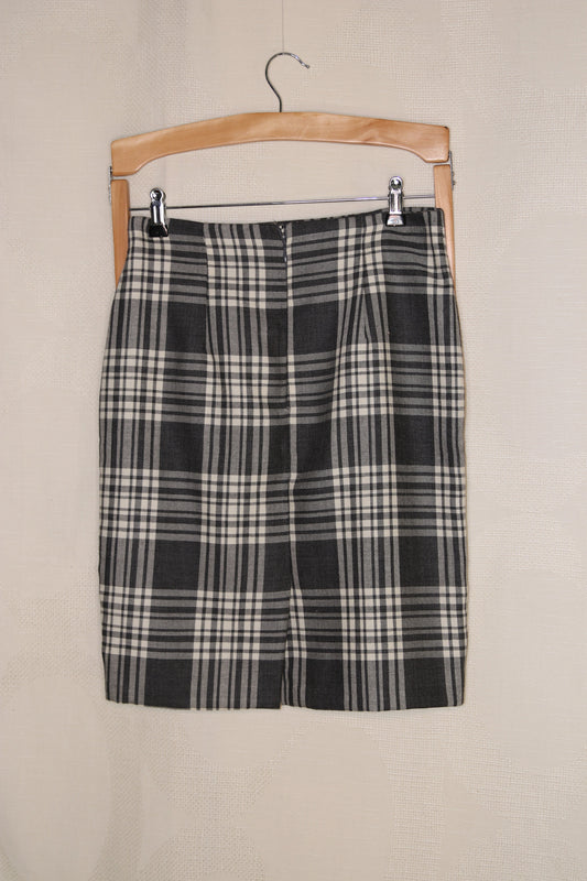 00s Grey plaid skirt with wool look
