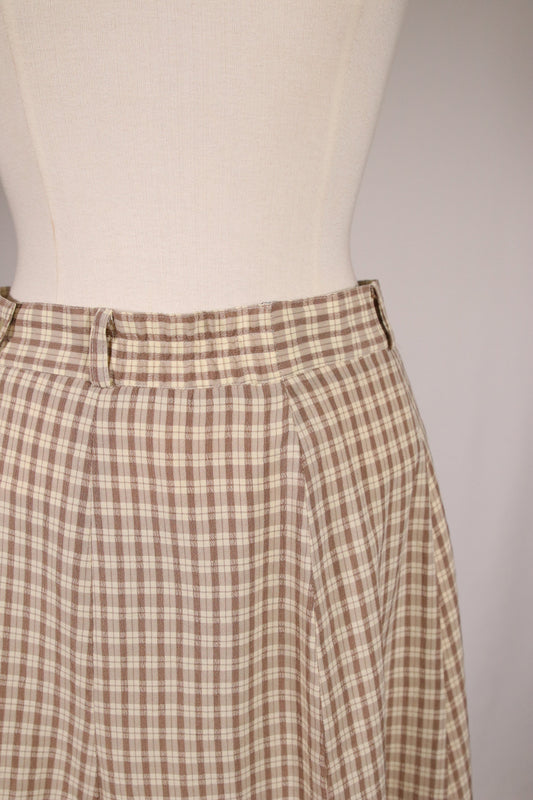 70s beige plaid skirt