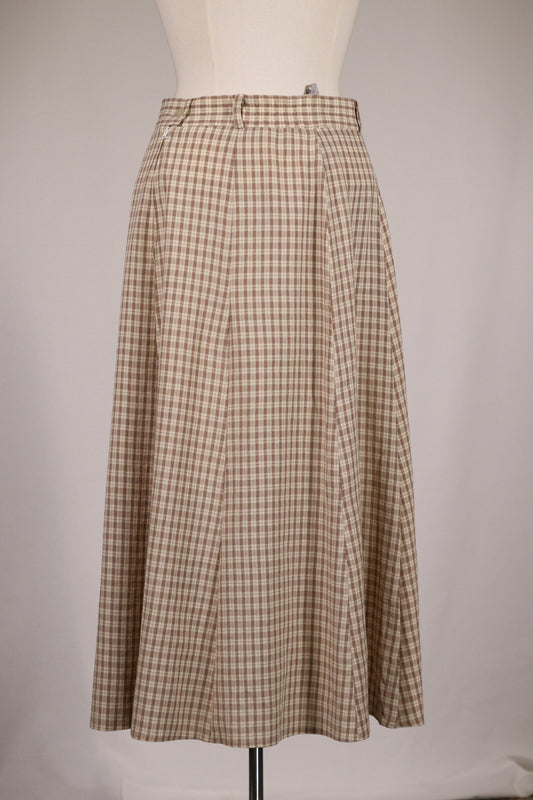 70s beige plaid skirt