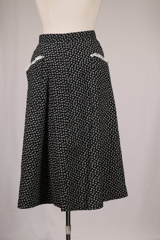 80s black skirt with white pattern