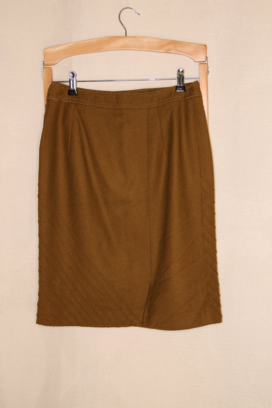 70s Olive skirt with diagonal pintucks