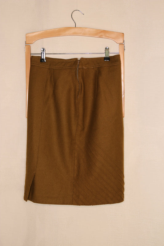 70s Olive skirt with diagonal pintucks
