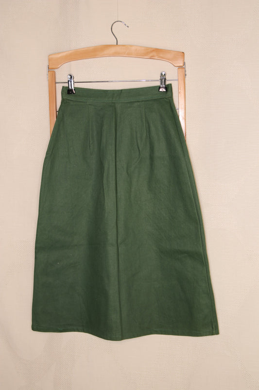 90s forest green A-line skirt