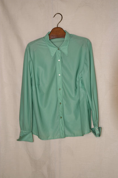 70s Mint dagger collar blouse