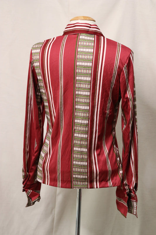70s red patterned blouse