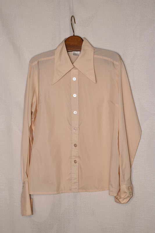 70s Beige dagger collar blouse