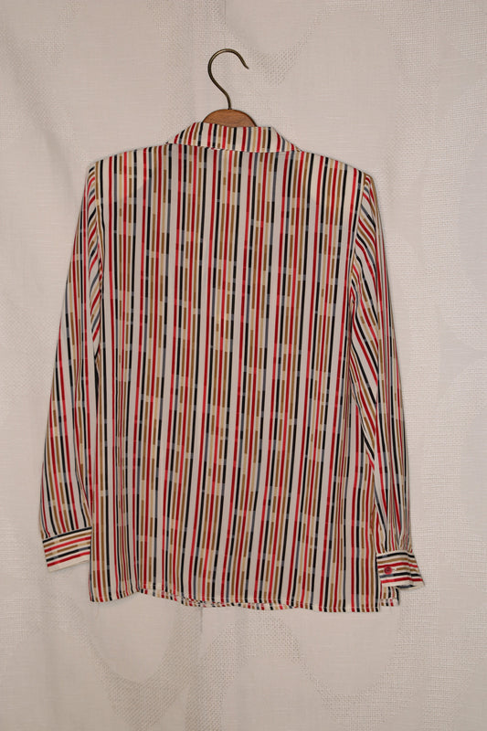 80s Multicolor stripes blouse with shoulderpadding