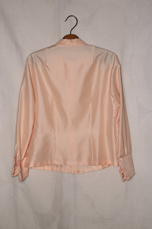 80s Salmon dagger collar blouse with pleated collar