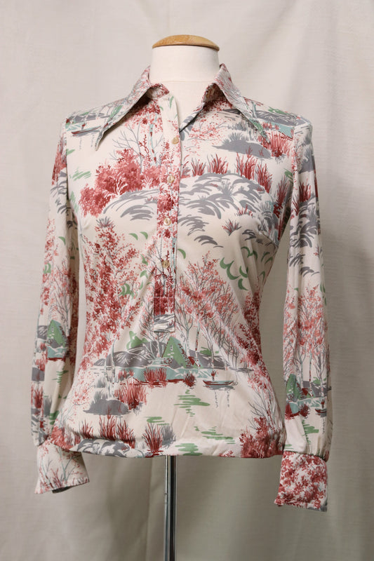 70s floral patterned blouse