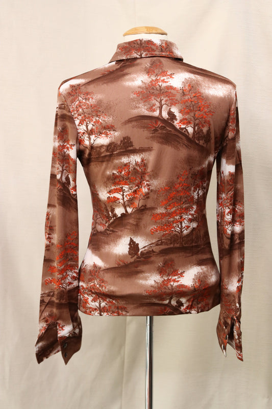 70s autumn patterned blouse