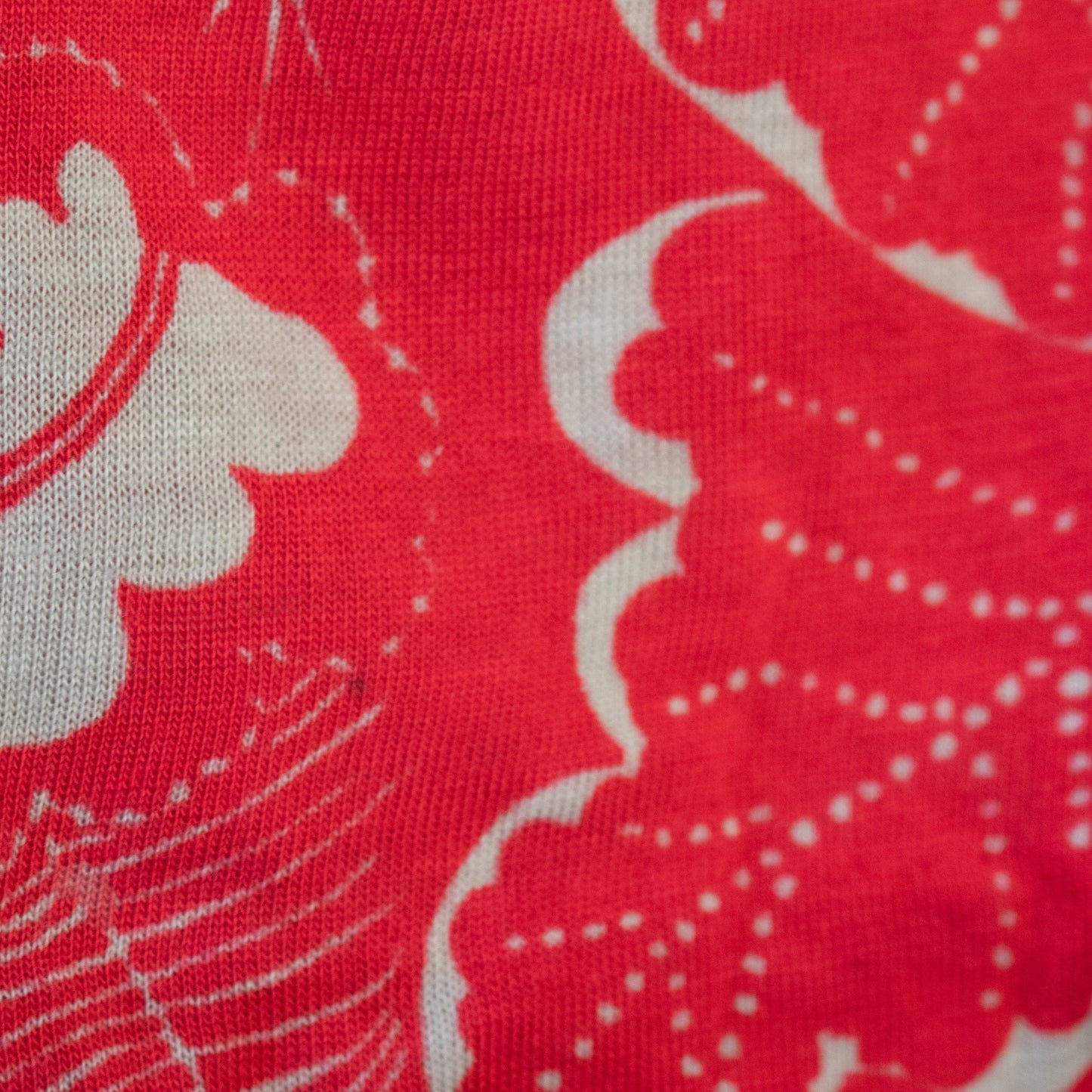 70s red blouse with  white floral pattern