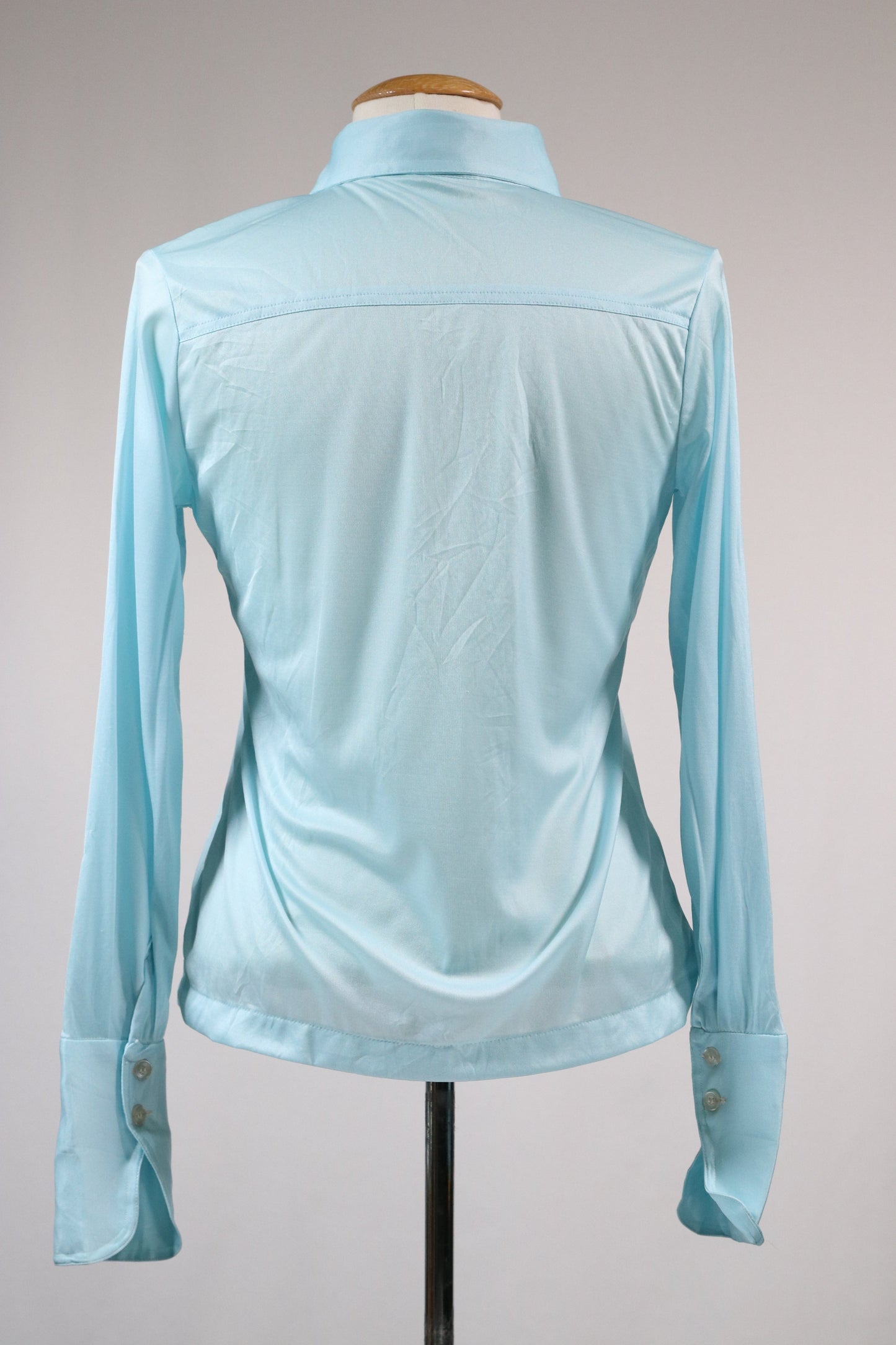 70s light blue dagger collar blouse
