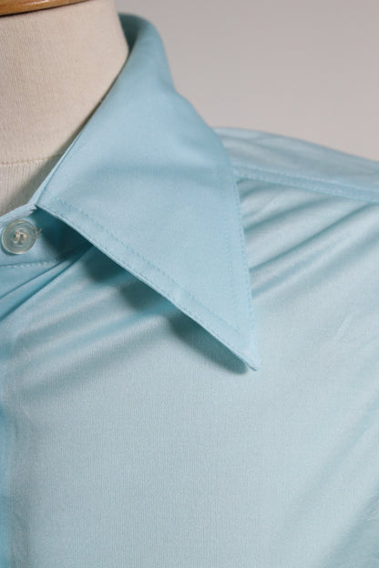 70s light blue dagger collar blouse