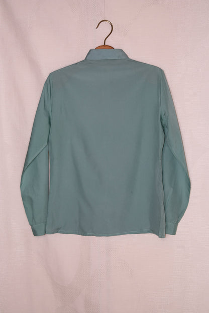 70s Grey-green silk blouse with club collar