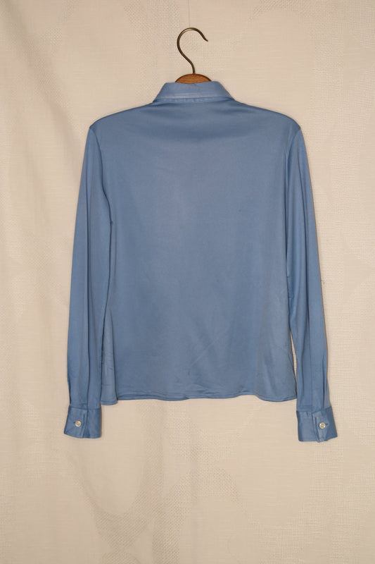 70s Blue dagger collar blouse