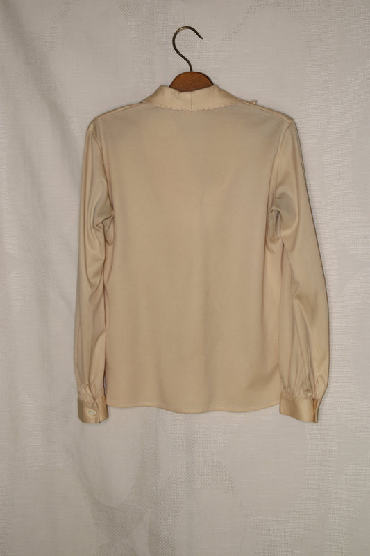70s Beige blouse with embroidered collar