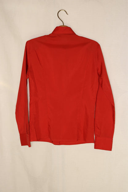 70s Red dagger collar blouse