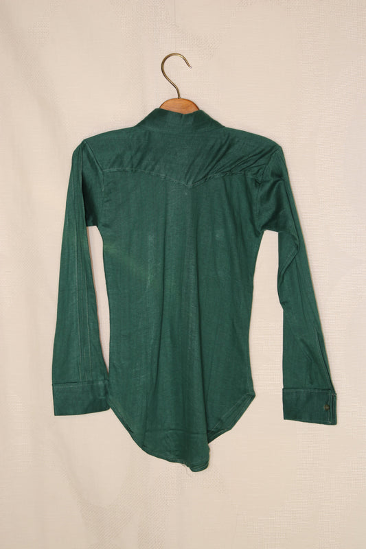 70s Dark green dagger collar blouse