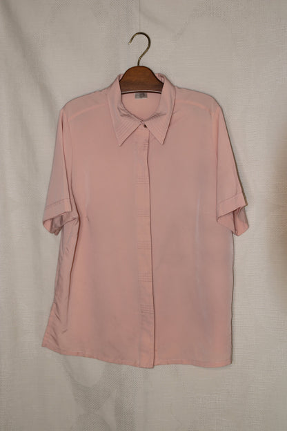 80s Blouse pastel pink blouse with pleated collar