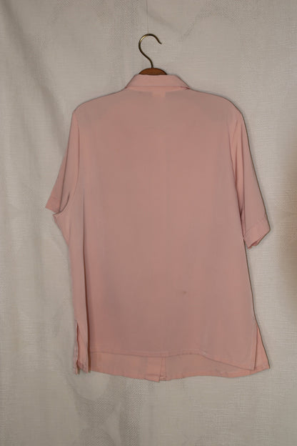 80s Blouse pastel pink blouse with pleated collar