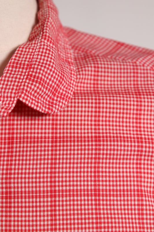 70s checkered red peter pan collar blouse