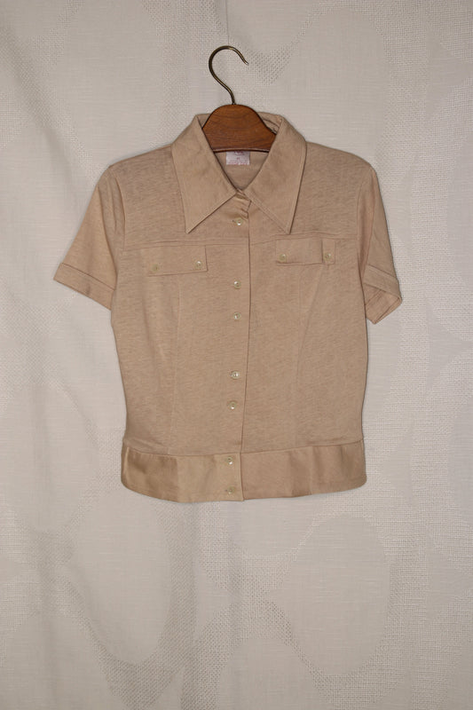 70s Beige blouse shortsleeved