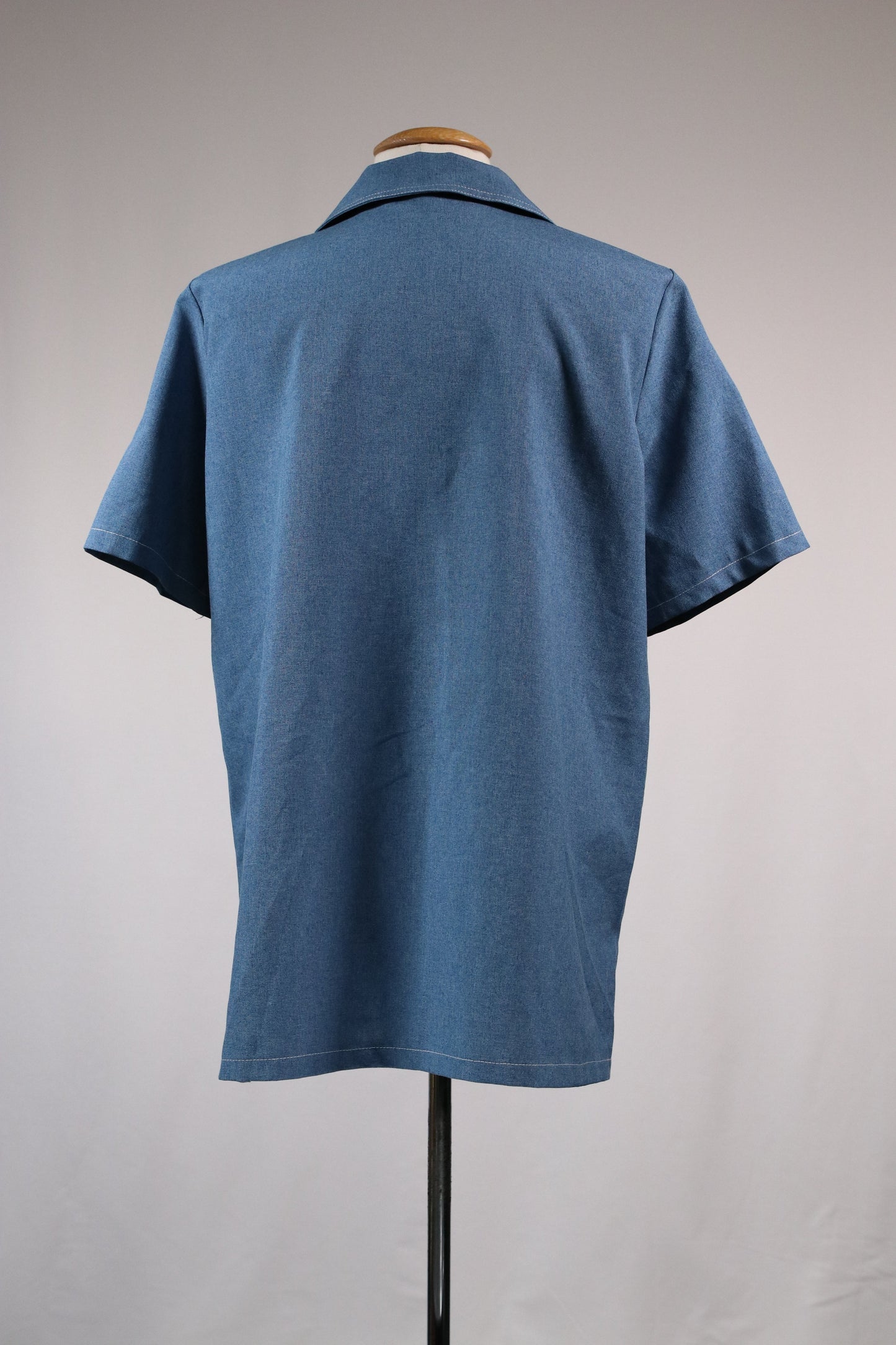 70s short sleeved denim blouse