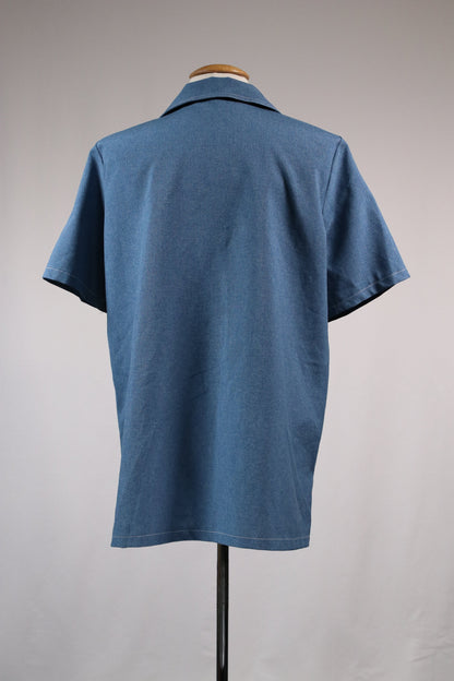 70s short sleeved denim blouse