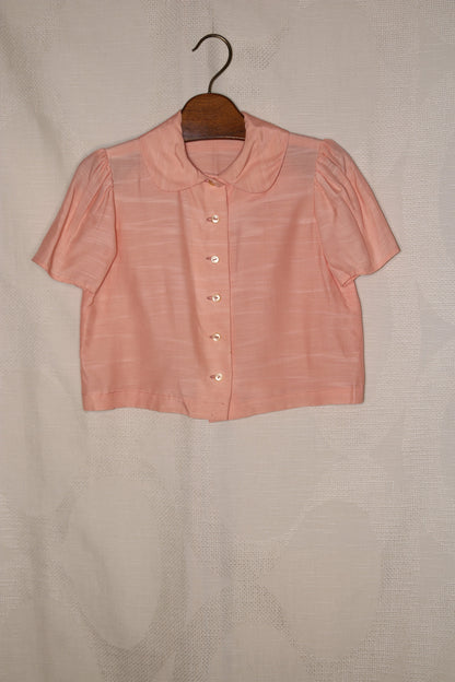 70s Puff seeved blouse with peter pan collar