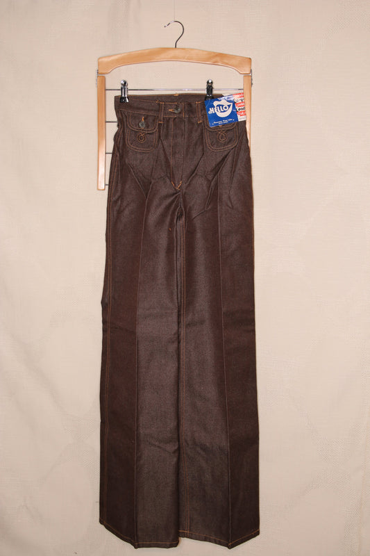 70s Deadstock Chocolate brown jeans with pressed crease
