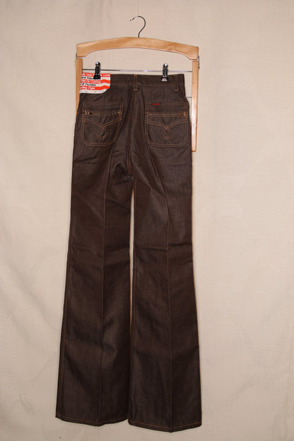 70s Deadstock Chocolate brown jeans with pressed crease