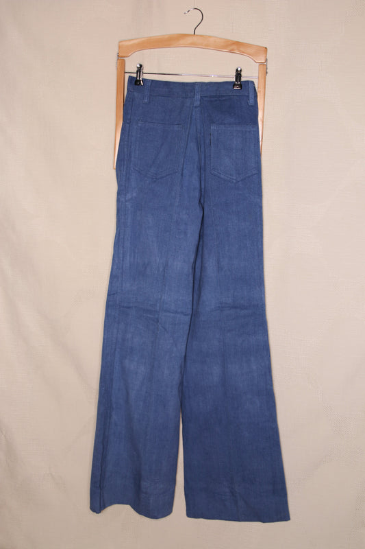 70s Light wash flare jeans with pressed crease