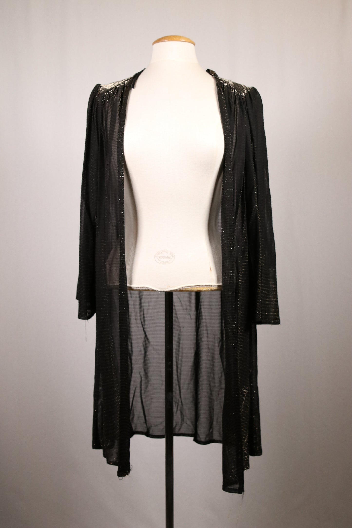 70s black glittery duster cardigan