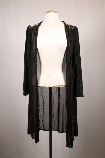 70s black glittery duster cardigan