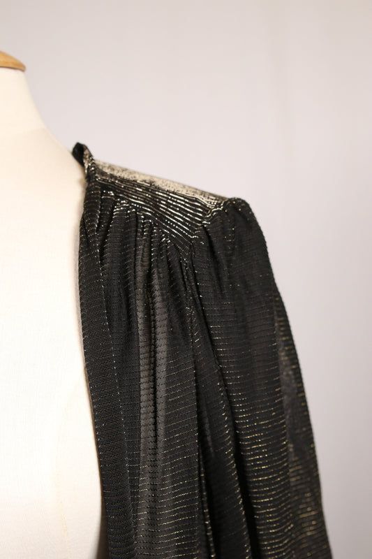 70s black glittery duster cardigan