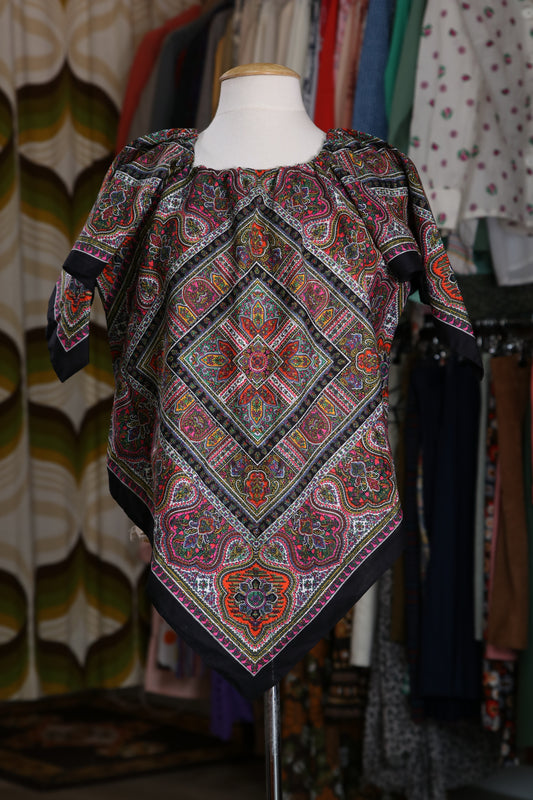 70s Homemade assymetrical scarf top