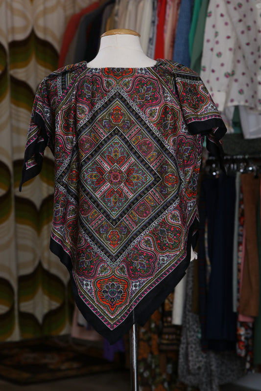 70s Homemade assymetrical scarf top