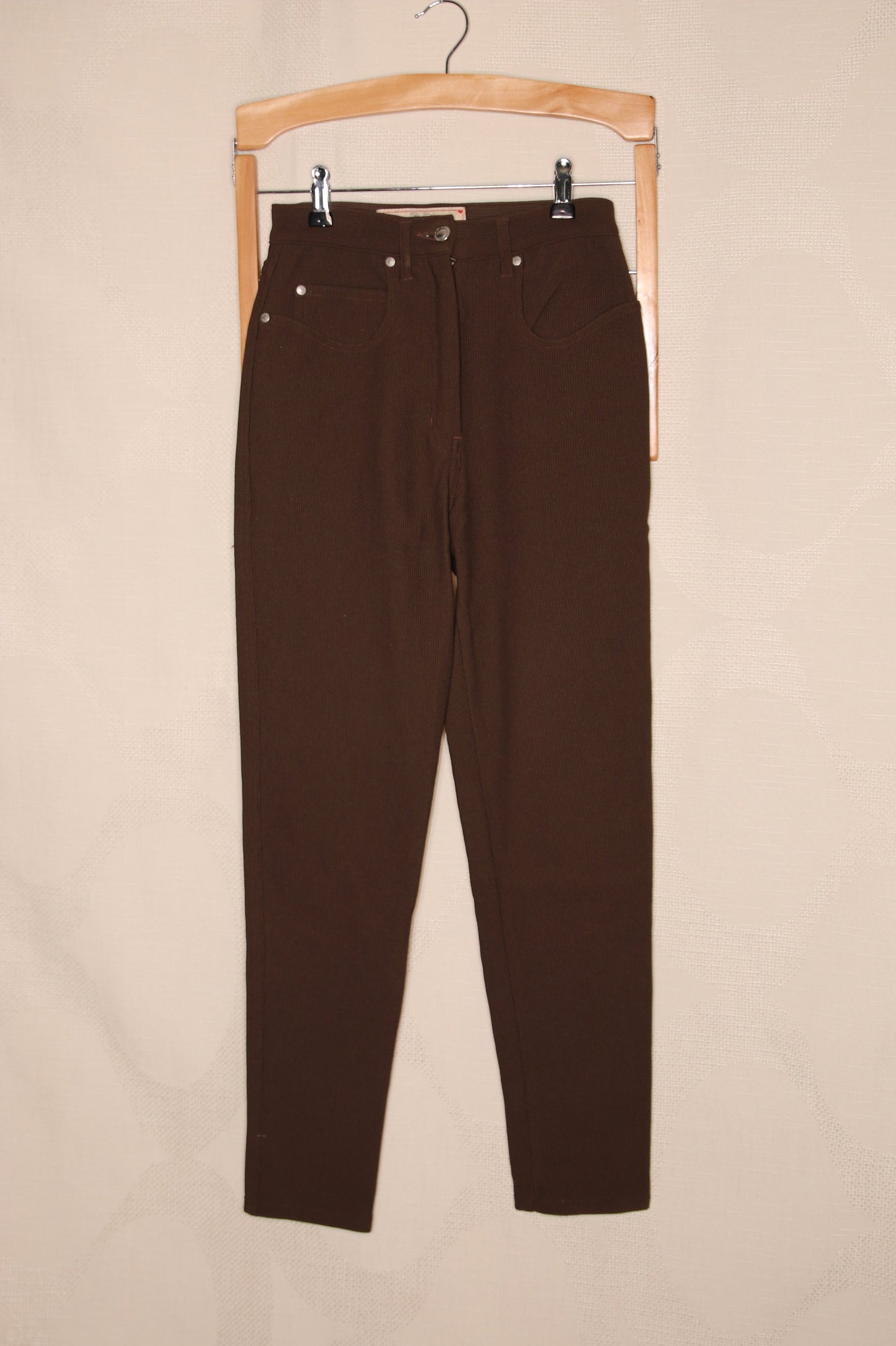 90s Chocolate brown faux-corderoy fitted trousers